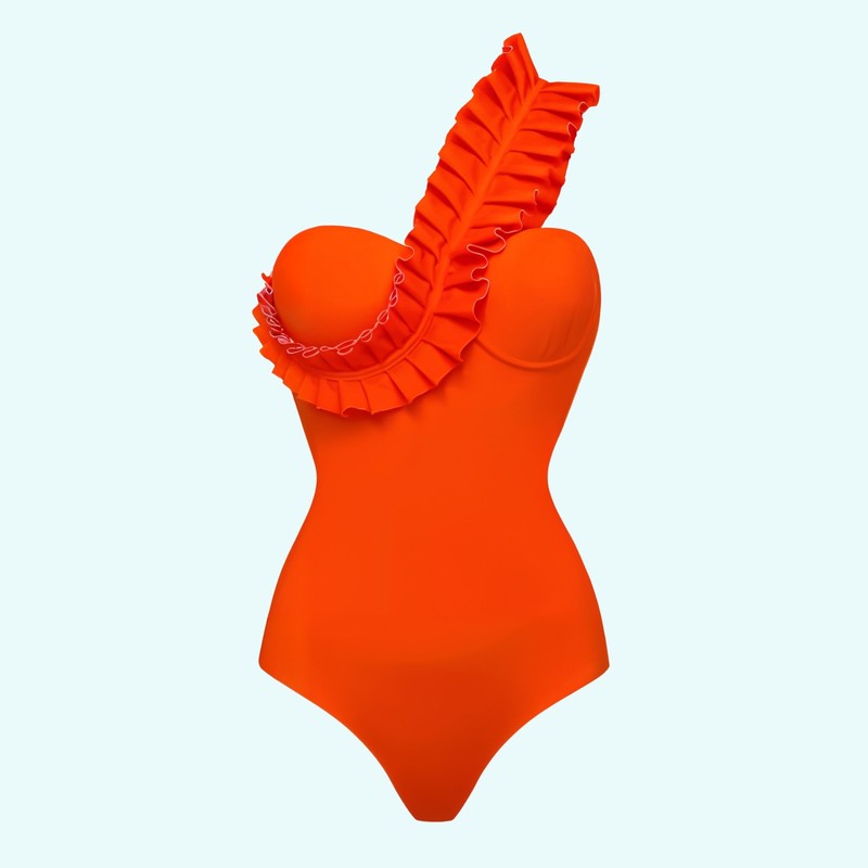 Maillot de bain siame maillot de bain une épaule plié à volants